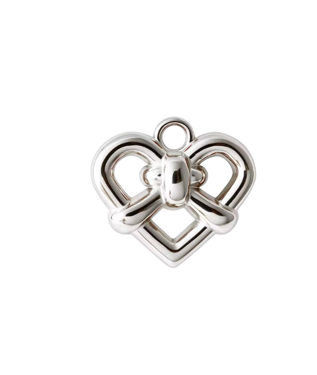 Pretzel Heart Charm Silver