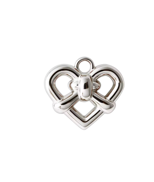 Pretzel Heart Charm Silver