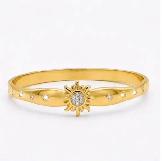 Sparkling sunshine bangle stainless steel Gold or Silver