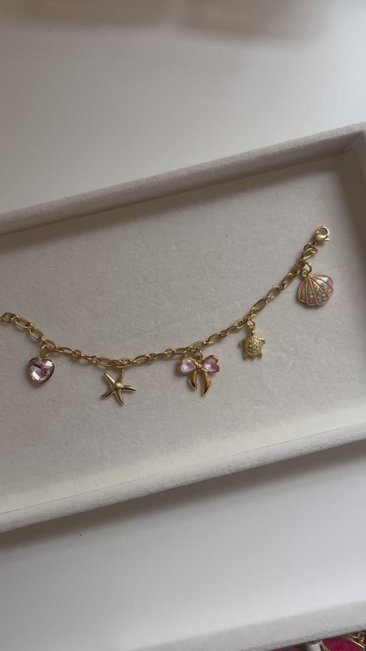 Pink coastal charm bracelet