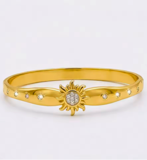 Sparkling sunshine bangle stainless steel Gold or Silver